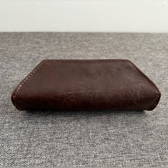 Fossil Vintage Brown Leather Glasses Sunglasses Case Half Moon 80s 90s Classic - Picture 2 of 13